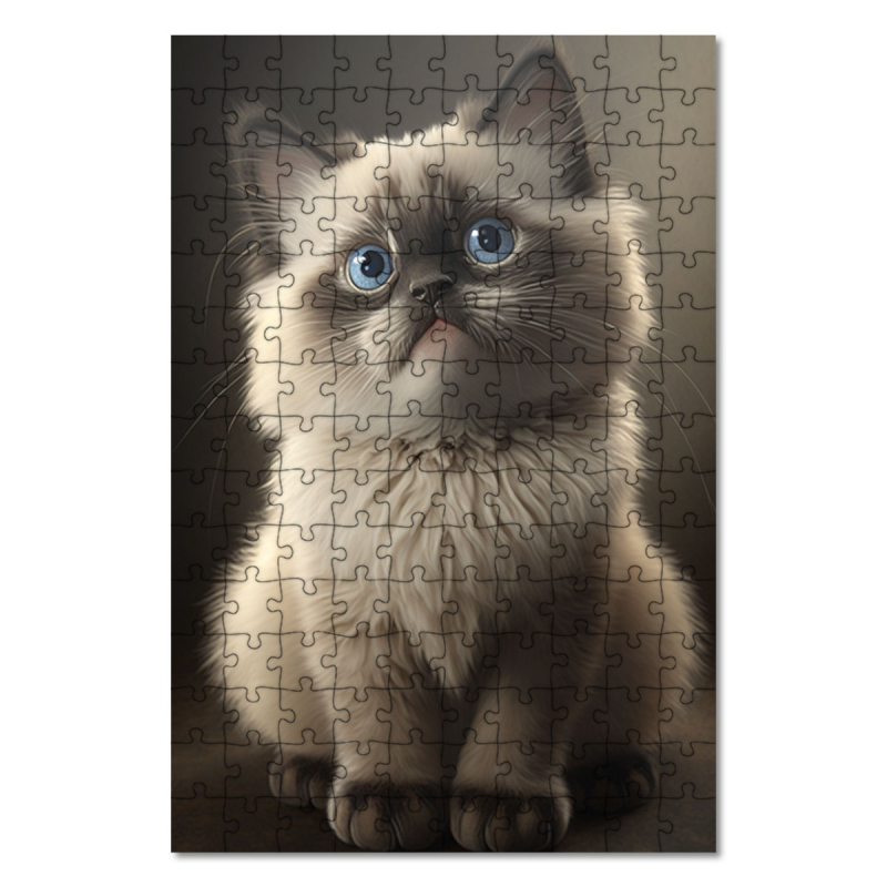 Drevené puzzle Ragdoll mačka akvarel