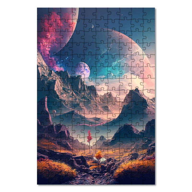 Drevené puzzle Fantastická vesmírna krajina