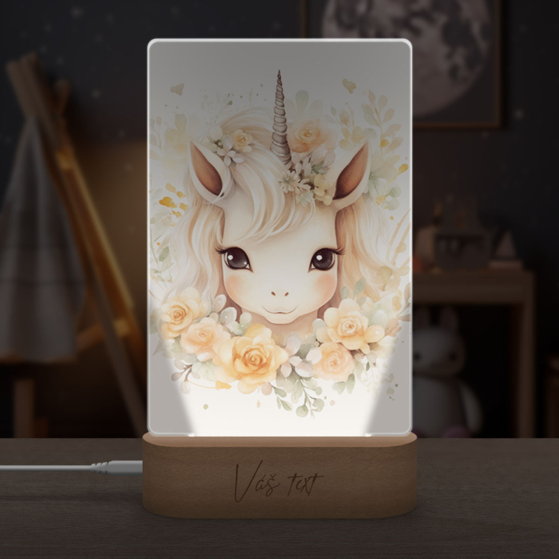 Lampa Mláďa jednorožca v kvetoch