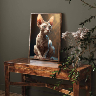 Devon Rex mačka akvarel