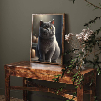 Britská krátkosrstá mačka akvarel