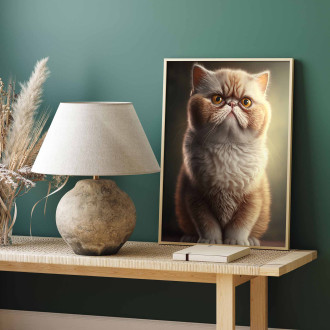 Exotická krátkosrstá mačka akvarel