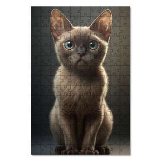 Drevené puzzle Barmská mačka akvarel