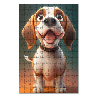 Drevené puzzle Anglický Foxhound animovaný
