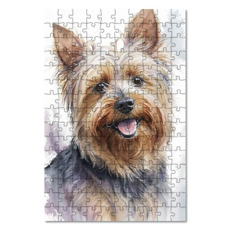 Drevené puzzle Silky Terrier akvarel