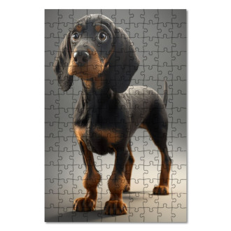 Drevené puzzle Black and Tan Coonhound animovaný