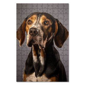 Drevené puzzle Americký anglický coonhound realistic