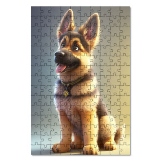 Drevené puzzle Nemecký ovčiak animovaný