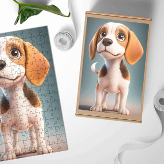 Drevené puzzle Beagle animovaný