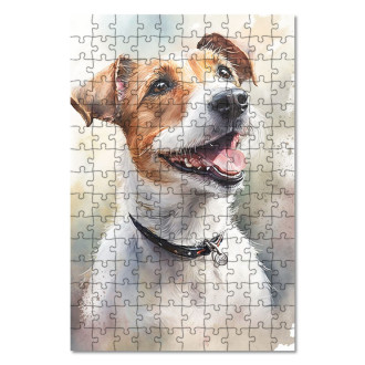 Drevené puzzle Russell teriér akvarel