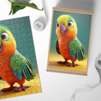 Drevené puzzle Roztomilý animovaný papagáj 1