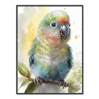 Akvarelový papagáj