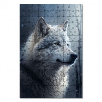 Drevené puzzle Vlk v zime