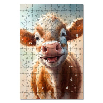 Drevené puzzle Akvarelová kravička