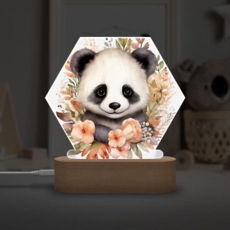 Detská lampička Mláďa pandy v kvetoch