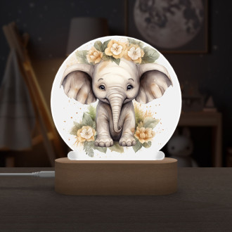 Detská lampička Mláďa slona v kvetoch