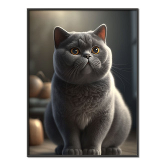 Britská krátkosrstá mačka akvarel