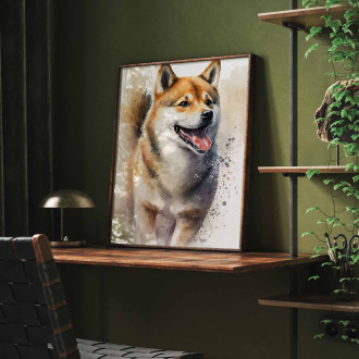 Shiba Inu akvarel