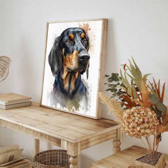 Black and Tan Coonhound akvarel