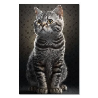 Drevené puzzle Americká krátkosrstá mačka akvarel