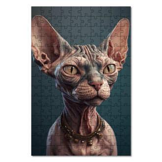 Drevené puzzle Sphynx mačka akvarel