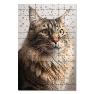 Drevené puzzle Nórska lesná mačka realistic