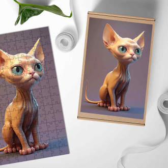 Drevené puzzle Devon Rex mačka animovaná