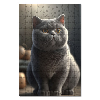 Drevené puzzle Britská krátkosrstá mačka akvarel