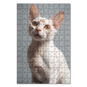 Drevené puzzle Devon Rex mačka realistic