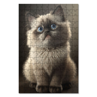 Drevené puzzle Ragdoll mačka akvarel