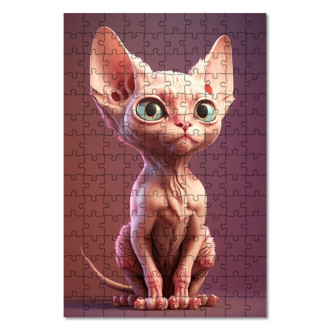 Drevené puzzle Sphynx mačka animovaná