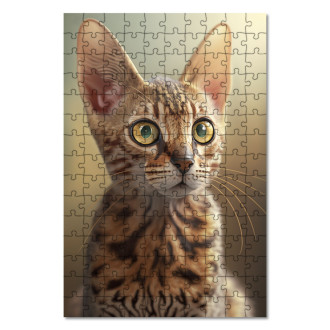 Drevené puzzle Ocicat mačka akvarel