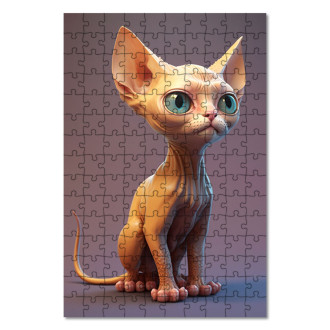 Drevené puzzle Devon Rex mačka animovaná
