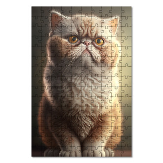 Drevené puzzle Exotická krátkosrstá mačka akvarel