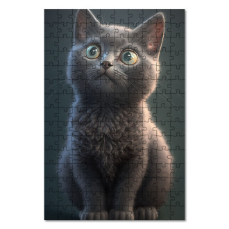 Drevené puzzle Ruská modrá mačka animovaná
