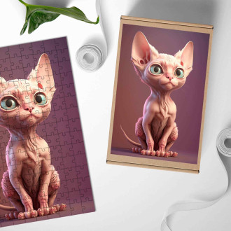 Drevené puzzle Sphynx mačka animovaná