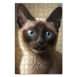 Drevené puzzle Siamská mačka akvarel