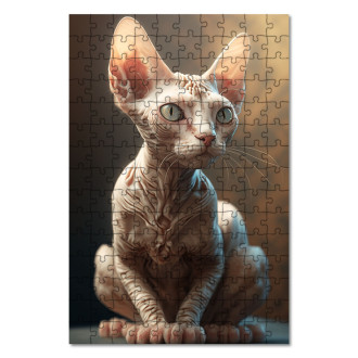 Drevené puzzle Devon Rex mačka akvarel