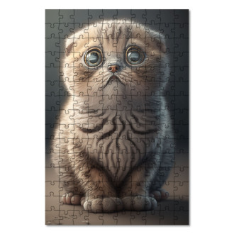 Drevené puzzle Škótska klapúchá mačka akvarel