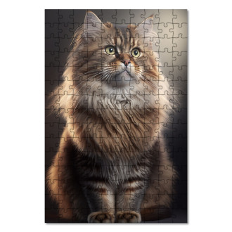 Drevené puzzle Sibírska mačka akvarel