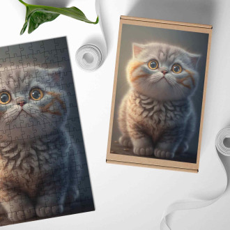 Drevené puzzle Škótska klapúchá mačka animovaná