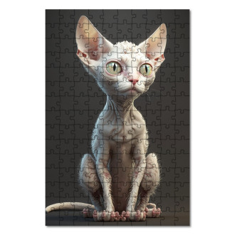 Drevené puzzle Cornish Rex mačka animovaná