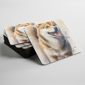 Podtácky Shiba Inu akvarel