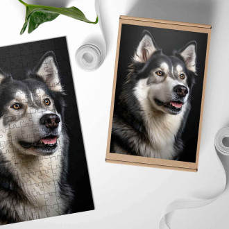Drevené puzzle Sibírsky husky realistic