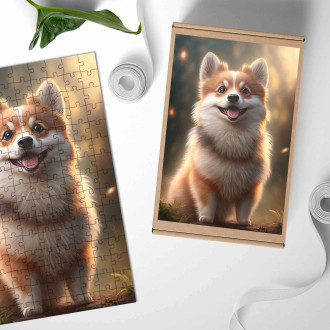 Drevené puzzle Nórsky Lundehund animovaný