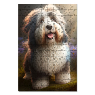 Drevené puzzle Bearded Collie animovaný