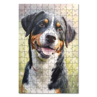 Drevené puzzle Entlebucherský salašnícky pes akvarel