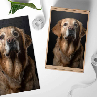 Drevené puzzle Zlatý retriever realistic