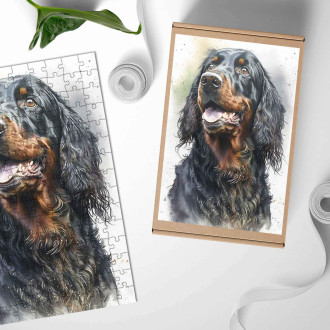 Drevené puzzle Gordon Setter akvarel