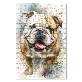 Drevené puzzle Buldog akvarel
